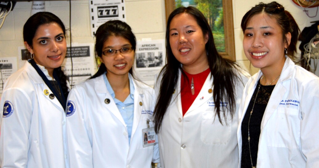 Touro College of Pharmacy students participating in Operation Immunization (L-R): Rachel Jakobov, Tinnie Liao-Ng Yan, Christine Nguyen, and Angela Pantanawong