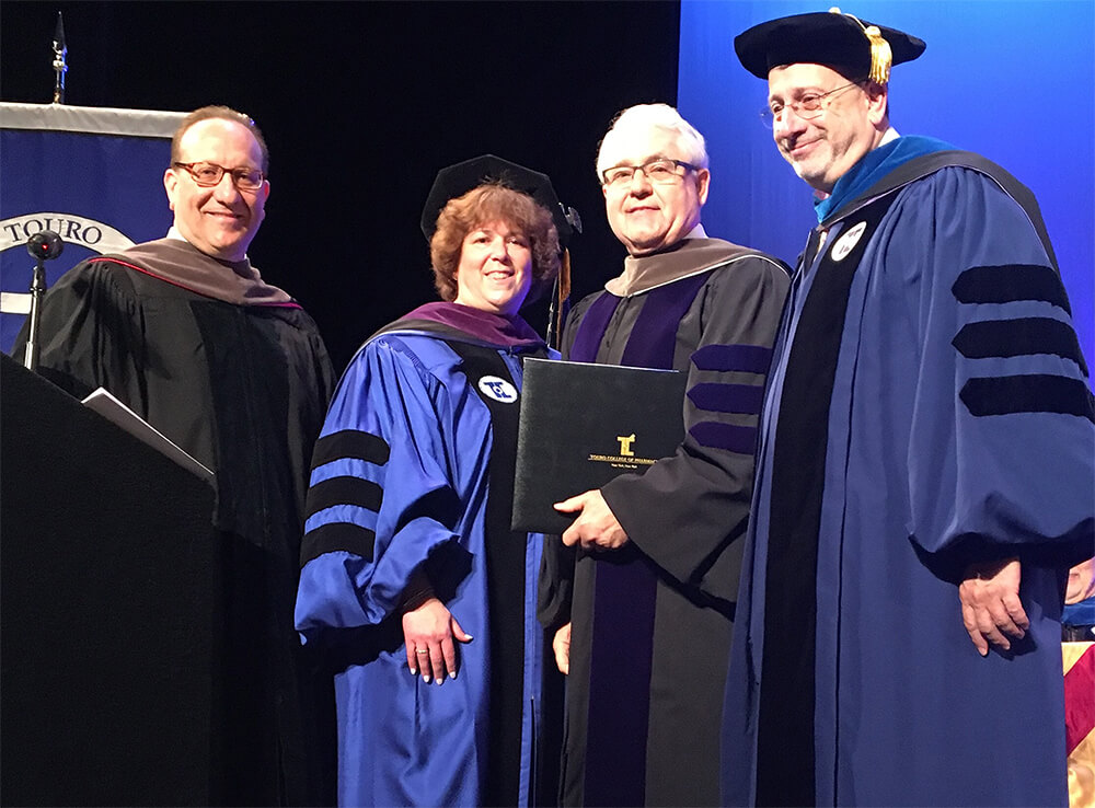 Touro Pharmacy Dean Dr. Henry Cohen; Provost, Division of Graduate Studies, Patricia Salkin; Keynote Dr. Henri Manasse Jr.; and Touro Executive Vice President Rabbi Moshe Krupka